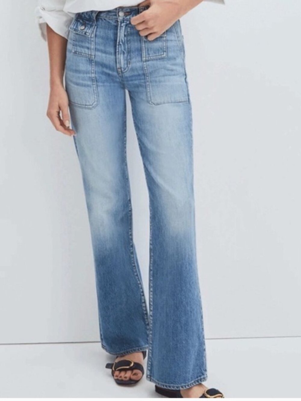 Veronica Beard Crosbie High-Rise Wide-Leg Jeans – Cape Wash – Size 28
